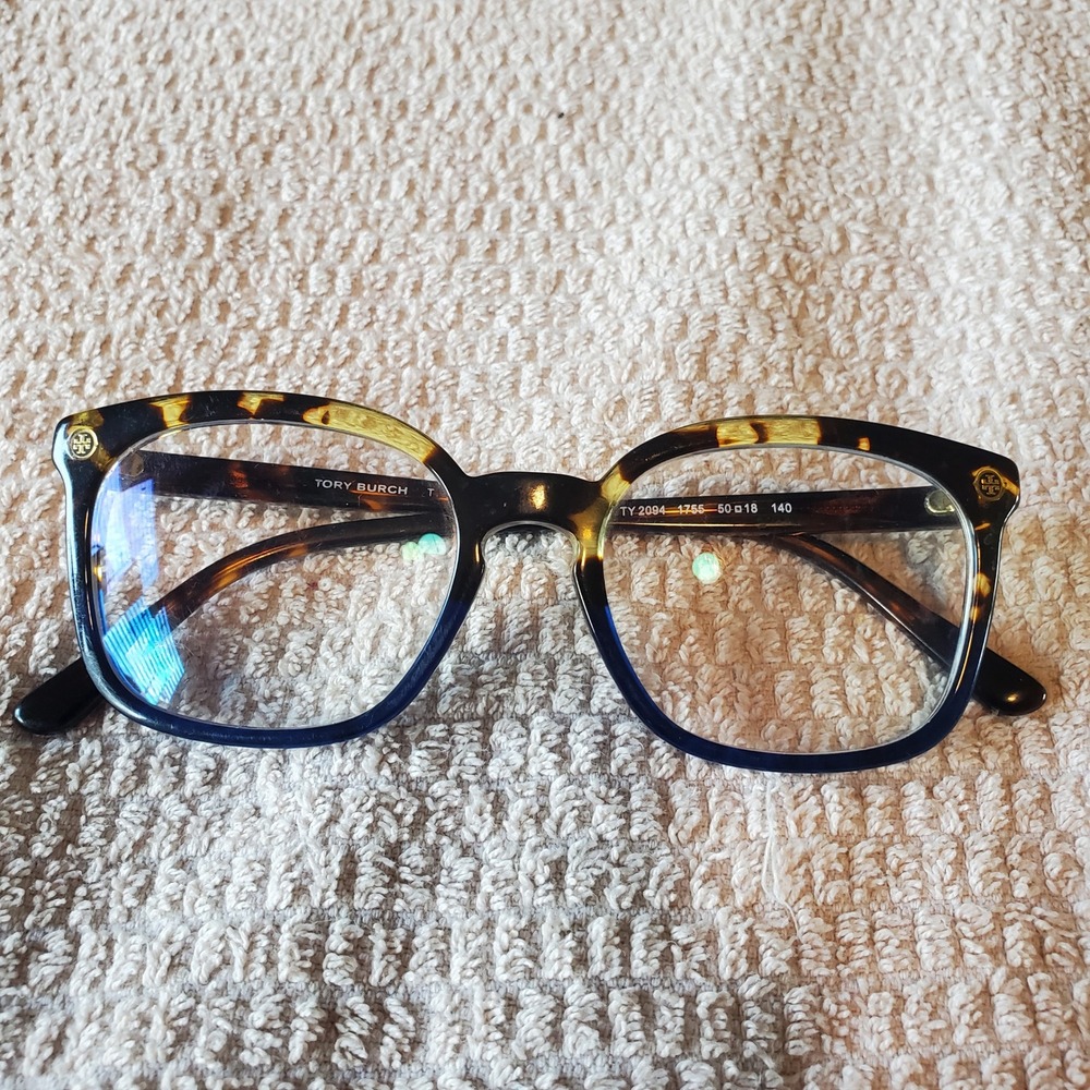 Tory Burch TY 2094 1755 Tortoise Blue Rectangular Eyeglasses Frames 50-18-140